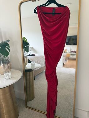knee length pink tulle dress Dusty Rose Teried Tulle Tea Length Prom Dress main image 1